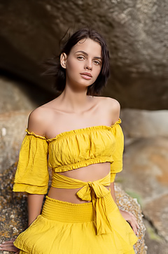 Kristie Taylor Languishes Alongside On A Shady Rock